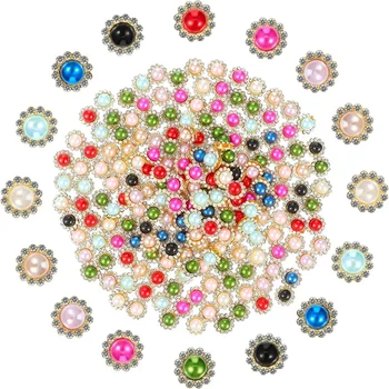 100 Kos 12 mm Kristalno Okraskov Nosorogovo Gumbi Umetno Pearl Gumb Sew na Cvetnih Okraskov za DIY Obrti Poroko Dekor