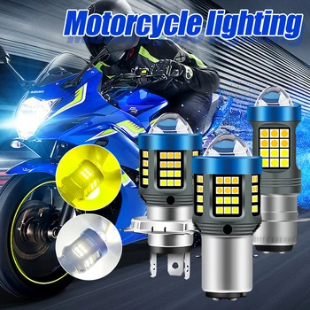 120000LM H4 P15D BA20D LED Motocikel Smerniki Žarnice Objektiv Bela Rumena High Low Light Skuter Moto Dodatki Luči