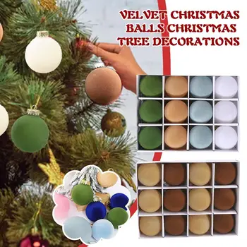 12pcs/Box Žamet Božič Žogo Dekoracijo Žogo Božično Drevo Ornament Obesek Visi Dekor Vesel Božični Okraski