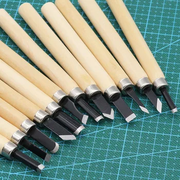 12pcs Lesa Carvinga Dleto Nož Ročno Orodje Set za Osnovno Podrobne Carving Woodworkers Žlebila Lesnoobdelovalnih Orodja Woodcut Vrtanje