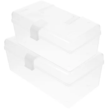 2 Kos Prenosna Škatla Za Shranjevanje Organizator Medicine Primeru Omari, Plastični Jasno Posodo