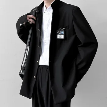 2023 Japonskem Slogu Šolskih Uniform Suknjič Stojalo Ovratnik Moške Tunika Obleka Jakna DK Kostum Mens Črni Plašč tovarniška ploščica Z Visoko Različica