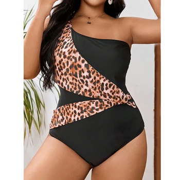 2024 Novo Plus Velikost Seksi Leopard Push Up En Kos Kopalke, Kopalke Ženske Širok Elastični Pas Plavati Kopel Obleko Monokini