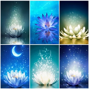5D DIY Diamond Slikarstvo Lotus Flower Serije Vezenje Mozaik Obrti Sliko Full Vaja Navzkrižno Šiv Kit Doma Dekor Darilo za Rojstni dan