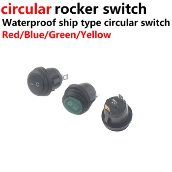 5pcs Mini Okroglo Obliko Nepremočljiva Rocker Switch KCD1,ON/OFF,Električne Opreme Z Razsvetljavo Moč,3Pin,6A 250VAC/10A 125VAC