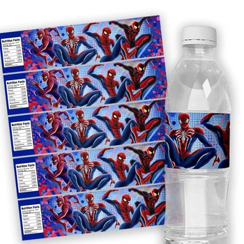 6pcs Disney Spider Man Steklenico Vode Wrapps Nalepke Nalepke Krst Baby Tuš Rojstni Okraski Dobave