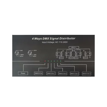 AC100V-240V Vhod DMX512 1 do 4 Hub DMX Signal Repetitorja Splitter 4 XLR-3 Izhod Distributer Ojačevalnik EU Plug