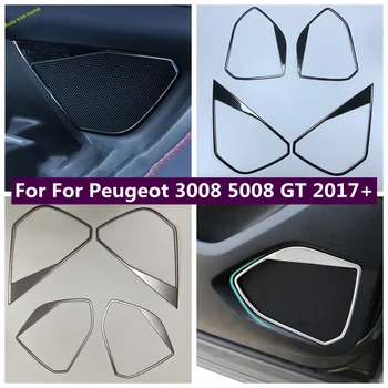 Avto Primerna Oprema za Peugeot 3008 5008 GT 2017 2018 2019 2020 2021 Nerjaveče Jeklo, Notranja Vrata Zvočnik Pokrov Trim 4pcs