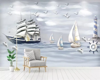 beibehang Ozadje jadranje podvodni svet dolphin Galeb 3d otroška soba v ozadju stene dekorativno slikarstvo 3d ozadje