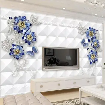 Beibehang ozadje po Meri 3d zidana modrega ledu cvet nakit cvet steno, dnevna soba, spalnica hotel ozadje dekorativno slikarstvo