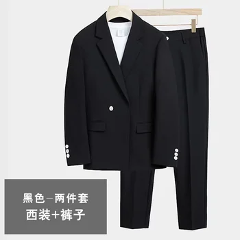 (Blazer+Hlače) Visoka Kakovost Modnih Casual Men ' s Obleko korejski Slog, Zdrav Suknjič Hlače 2 Delni Set Poroko, Stranka Obleko S-5XL