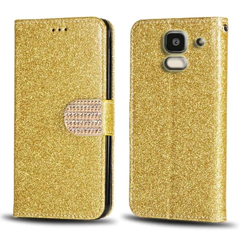 Bling Diamond Usnjena Denarnica Usnjena torbica Za Samsung Galaxy J6 A6 A8 Plus 2018 telefon kritje
