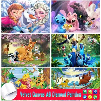 Disney AB Žamet Platno Diamond Slikarstvo Risanka Lilo In Pika 5d Diy Drill Bit Mozaik Vezenje Levji Kralj Kreativnih Hobijev