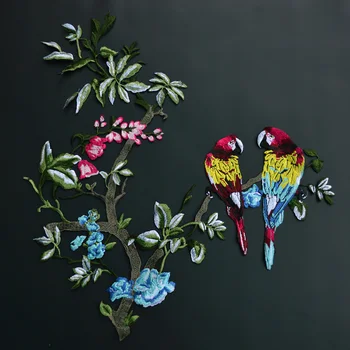 DIY cvet in ptic obliž Papiga moda vezenje Osebnost plima aplicirano vezenega obliži Prišit