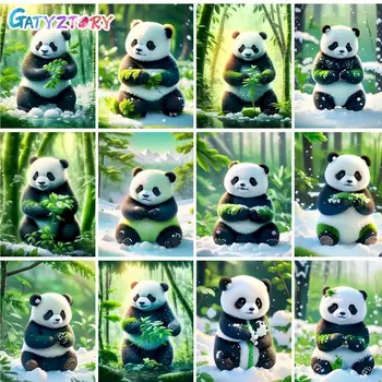 GATYZTORY Sodobne Diamond slika Z Okvirjem Diamond Vezenje Panda Celoten Kvadratni Krog Vaja Navzkrižno Šiv Za Odrasle Diy Komplet