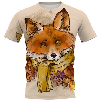 HX Risanka Živali, T-majice 3D Grafika Fox Kratek Rokav Vrhovi Moda Hip Hop Tees Priložnostne Harajuku Moške, Za Ženske Oblačila