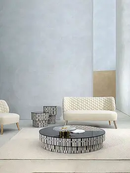 Italijanski svetlobe luksuzni mizico v dnevni sobi napredno smislu sodobne ustvarjalne kaljeno steklo kombinacija kave tabela