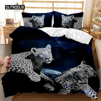 Leopard Rjuhe Kritje Nastavite Mikrovlaken Cheetah Afriške Živali, Posteljnina Nabor Zunanji Prostor Vzorec Za Fante, Moške Dvojno Kraljica Kralj Velikost