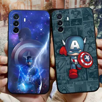 Marvel Captain America Telefon Primeru Funda Za Huawei P50 P30 Pro P40 P10 P20 Plus, Lite Psmart 2020 Y5 Y6 Y8s Y8p Y5 Zadnji Pokrovček