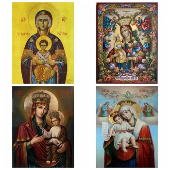 Mati Kristusa Liberator Devica In Otrok, Chernihiv Getsemani Ikono Platno Wall Art Ho Me Lili Za Dnevna Soba Dekor