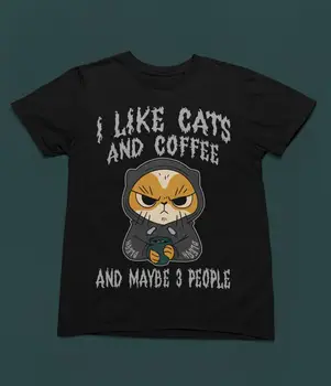 Mi je Všeč, Mačke in Kave Majica Smešno Metalhead Darilo Težka