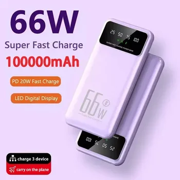 Mobilni Moč 100000mah 66W Moči Banke Prenosni Zunanji Polnilnik Hitro Polnjenje Za Huawei Samsung Iphone Powerbank