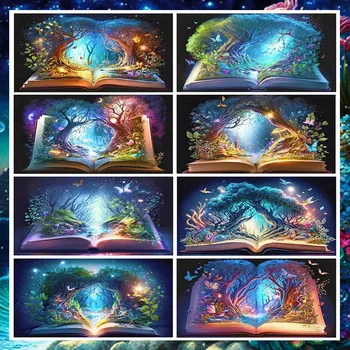 Novo 2023 Fantasy Čarobno Knjigo Krajine Diamond Slikarstvo Velikosti Diy Navzkrižno Šiv Mozaik Diamond Vezenje Stenski Dekor J411