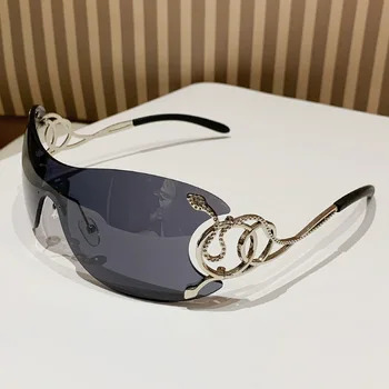 Osebnost Kača brez okvirjev za sončna Očala Za Ženske in Moške blagovne Znamke Design Luksuzni Poletje Gradient sončna Očala Modne Dame Očala Y2K