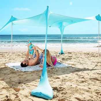 Plaža Šotor Soncu Zavetje z UPF50+ Zaščito, Vključuje Pesek Lopato, Tal Kljukice in Stabilnost Poljaki,Zunanji Pop Up Plaži Odtenek