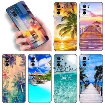Poletja, Plaže, sončni Zahod, Morje Primeru Telefon Za Xiaomi POCO F2 F3 M2 M3 M4 X3 X4 Pro NFC F4 GT 5G F1 X2 C3 C31 C40 M5S TPU Črni Pokrov