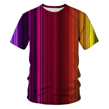 Poletje Risanje Svetlobni Učinek Vzorec Quick-Dry moška T-shirt Hip Hop 3D Tiskanja Osebnost Vratu Kratek Rokav Modna Oblačila