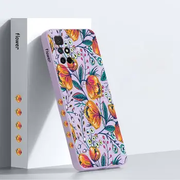 Pomarančni Cvet Primeru Za Xiaomi Redmi 12C 10 10C 10A 9 9T 9A A1 Pro Plus 4G 5G Tekoče Silikona Pokrov