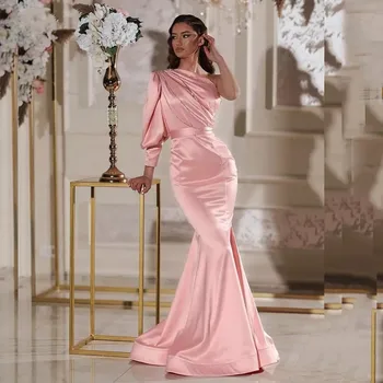 Rdečilo Za Lica Pink Morska Deklica Večerne Obleke 2023 Eno Ramo Arabski Dubaj Ženske Formalno Obleko Elegantno Pron Halje Vestidos De Fiesta
