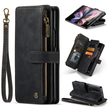 Retro za Samsung Galaxy Ž Krat 5 4 3 telefon usnjena torbica z zapestnico za Samsung Galaxy W24 W23 W22 flip denarnice kartico primeru