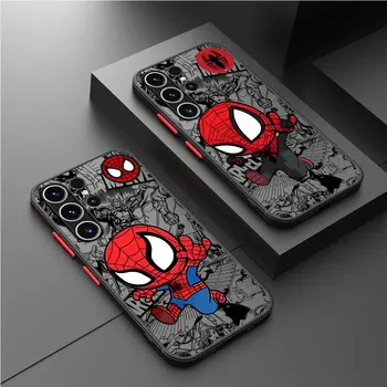 Risanka Srčkan Marvel Spider Man Primeru Telefon za Samsung Galaxy S10 Lite S22 5G S10 S23 Ultra S9 S20 FE S21 Plus Kritje Shockproof