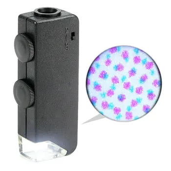 Ročni Mikroskop, Povečava 60X-100X Nastavljiva Mini Žepni Prenosni Mikroskopom Magnifer LED Žarnica Svetlobo Nakit Povečevalno Steklo