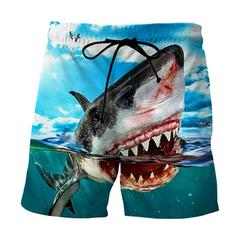 Shark Grafični Hlače Moške Poletne Hlače Plaži 3D Tiskanje Elastični Pas Odbor Dostopi Kopalke 2023 Poletje homme Ledu Hlače