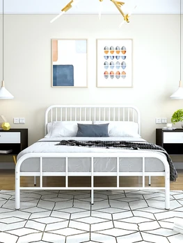 Sodobno minimalistično železa okvir posteljo, zakonska postelja, 1,5 m, 18 m najem apartma, ekonomično, iz železa posteljo, železa okvir postelja