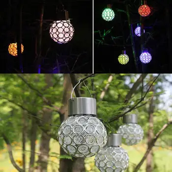 Svetilka Sončne Visi Svetilka, Lučka LED za Vklop Luči Visi LampGlass Žogo Kristalno Obešanje Barva Spreminja, Dekoracijo na Prostem Vrt C