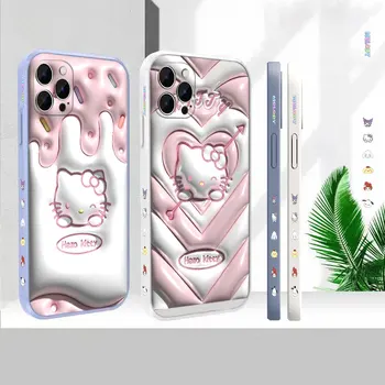 Tekoče Primeru Za iPhone 15 Pro Max Cover Za Apple iPhone 14 13 12 11 15 Pro Mini Max 7 8 Plus Smešno Srčkan Hello Kitty Primeru Funda 