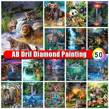Zadrgo Vrečko AB Diamond Slikarstvo Živali Kompleti Pasja Krpo Diamond Mozaik Tiger Polno 5D Vezenje Okrasnih Sliko Dom Dekor