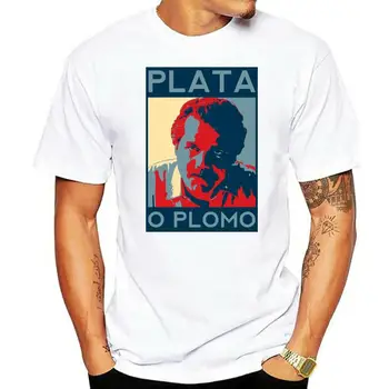 Šport človek T-shirt Plata O Plomo Moških po meri Pablo Escobar Srebro in Svinec ali majico black Anime bombaž Poletje Modni T-Shirt